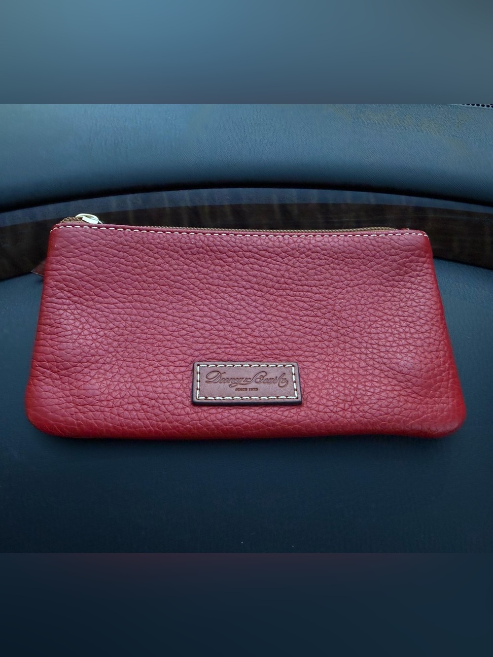 Dooney & Bourke Red Pebbled Leather Zip Pouch Wristlet